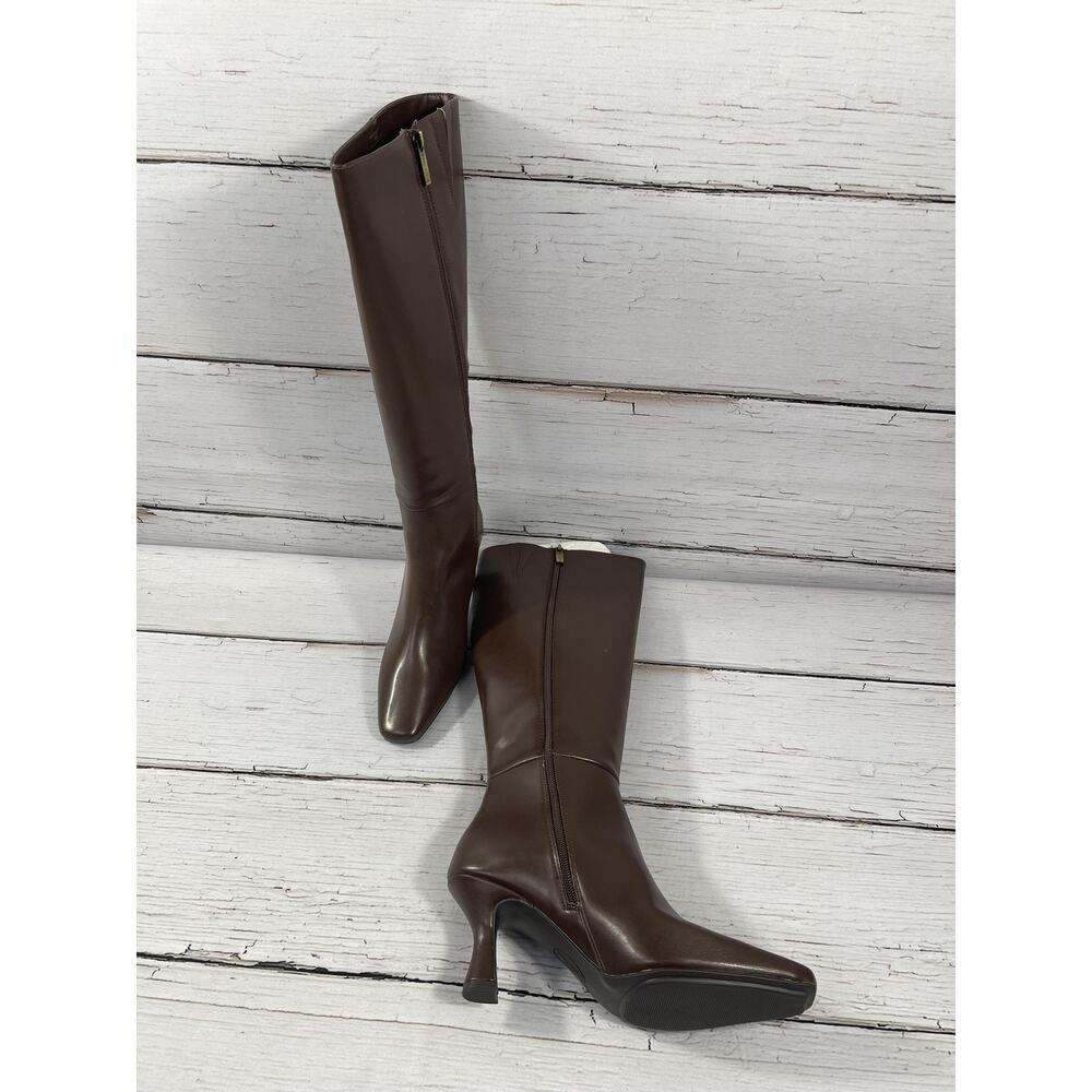 Anne Klein Boots Womens Size 9.5M Brown AKPERFEKTION Knee High Snip Toe PERF03F9 - Picture 7 of 10